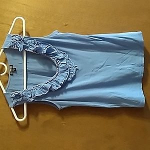 Express Dreamweight Cotton Baby Blue Tank Top with Ruffle Scoop Size XS